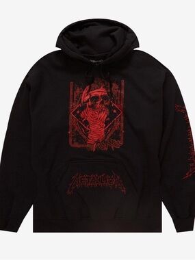 Metallica One Black Pullover Hoodie with Red Skull Graphic
